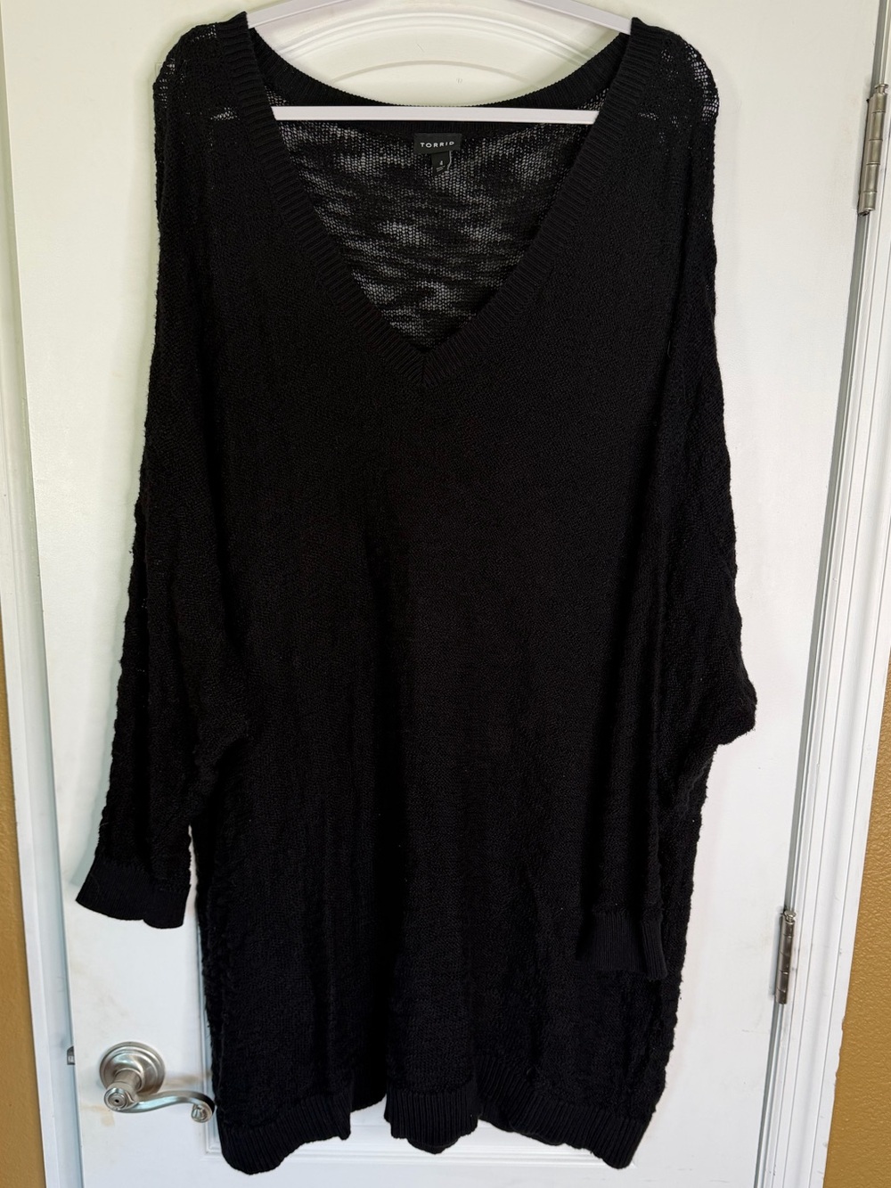 Torrid Plus Size Black V-Neck Oversized Loose Knit Tunic Sweater Size 4X